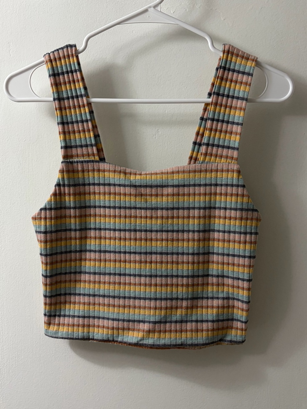 American Eagle Outfitters Multistripe Ribbed Square-Neck Crop Top